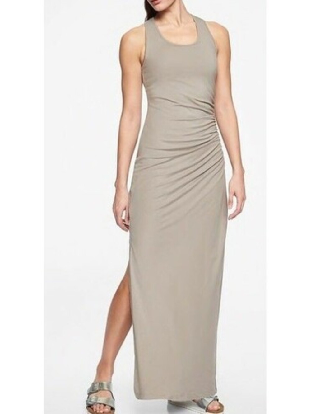 Athleta Pima Cotton Playa Maxi Dress In Silver Gray - Women's Large NWOT